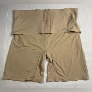 Under Where? Collection 2X Nude Shorts With Hooks Compression Shape Wear